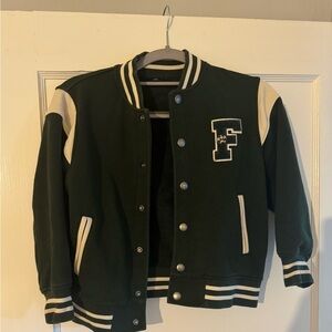 Uniqlo Kids Dark Green Varsity Style Jacket size 5/6